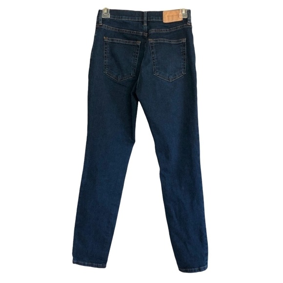 EVERLANE 90s High Waist Dark Wash Stretch Denim Ankle Cropped Skinny Jeans 25 - Picture 9 of 13